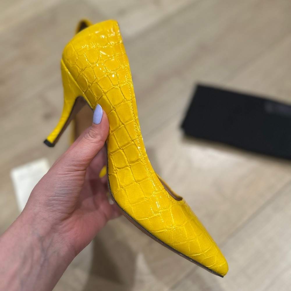 Dries Van Noten Yellow Croc-Embossed Women's Heels size 39 BRAND NEW - Picture 3 of 6